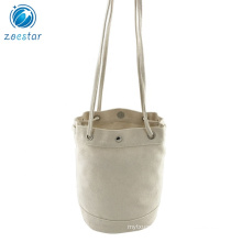 Small Round Canvas Shoulder Drawstring Bag Girls Pouch with Drawstring Top Closure